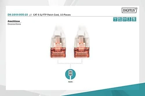 Digitus Patchcord CAT6, S-FTP, 0.5m, 10 vnt (DK-1644-005-10)