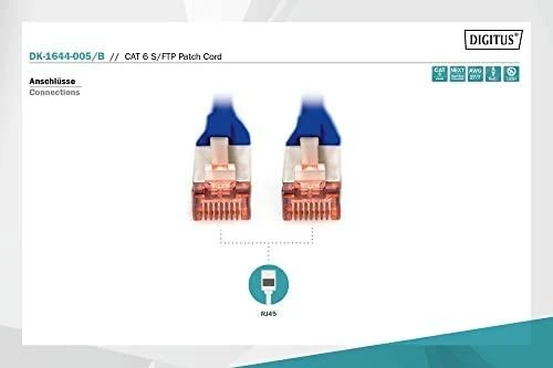 DIGITUS SFTP LAN cable, patch 6 cat, 0.5m, mėlynas, 2xRJ45, DK-1644-005/B