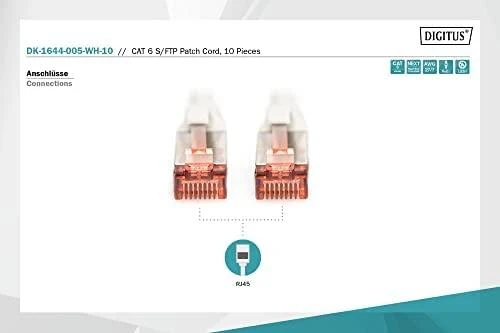 „Digitus Patchcord CAT6“, S-FTP, 0,5 m, balta (DK-1644-005-WH-10)