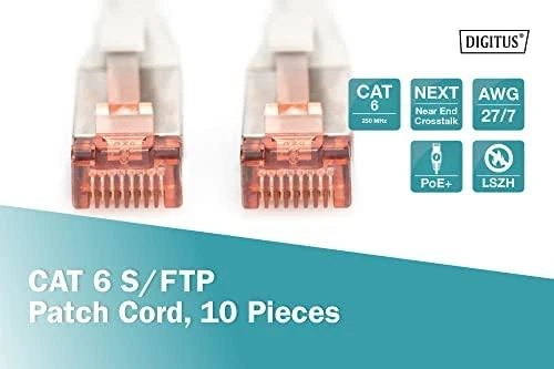 „Digitus Patchcord CAT6“, S-FTP, 0,5 m, balta (DK-1644-005-WH-10)