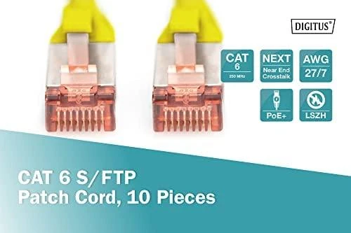 Digitus Patchcord CAT6, S-FTP, 0.5m, geltona, 10 vnt (DK-1644-005-Y-10)