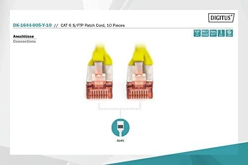 Digitus Patchcord CAT6, S-FTP, 0.5m, geltona, 10 vnt (DK-1644-005-Y-10)