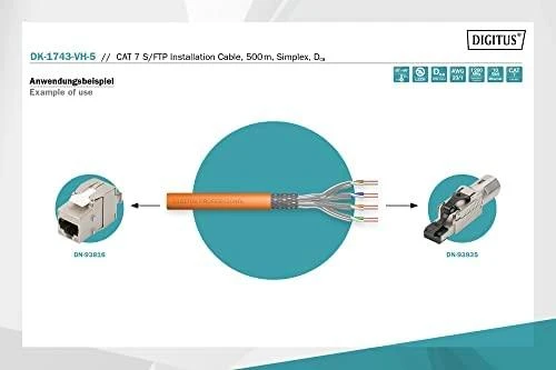 Assmann Electronic Kabelis Digitus SSTP 7 kat., LSZH, AWG 23/1, 500m.