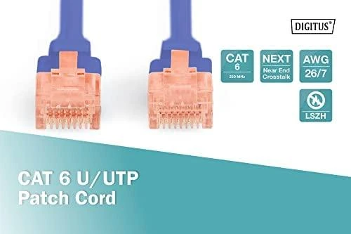 DIGITUS UTP LAN cable, patch 6 cat, 3.0m, mėlynas, 2xRJ45, DK-1617-030/B