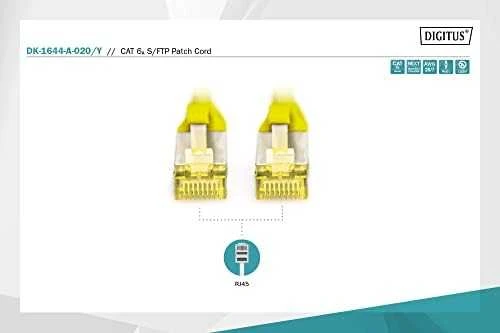 Digitus Patchcord CAT 6A, S/FTP, 2m, geltona (DK-1644-A-020/Y)