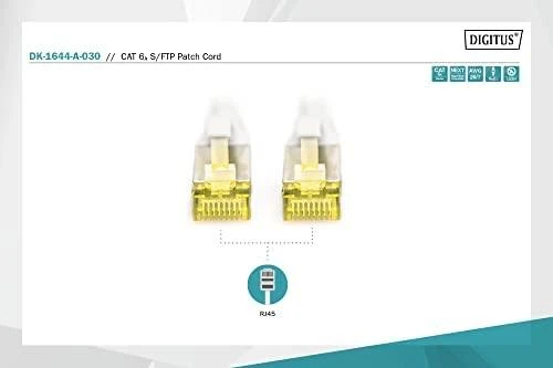 Assmann Electronic DIGITUS patchable CAT6A 3,0m pilkas LSOH 4x2 AWG 26/7 vytos poros 2xRJ45 pilkas