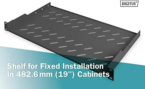 „Digitus“ | Fiksuota lentyna stelažams | DN-19 TRAY-1-SW | Fiksuoto montavimo lentynas galima lengvai sumontuoti ant dviejų priekinių 483 mm (19 colių) profilio bėgelių jūsų 483 mm (19 colių) tinklo arba serverių spintoje. Dėl stabilaus, perforuoto plieno lakšto, pasižyminčio didele apkrova, jie yra optimalus paviršius komponentams, kurie nėra tinkami 483 mm (19 colių) | Juodas