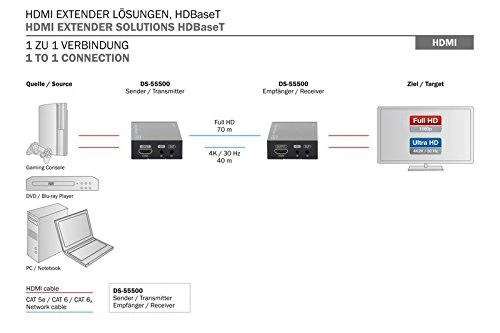 Assmann Electronic DIGITUS 4K HDMI prailginimo rinkinys HDBaseT 70 m per tinklo kabelį Cat 5E 6 7 UHD 4K2K/30 Hz