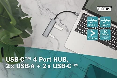 Digitus | USB-C 4 Port HUB 2x USB-A + 2x USB-C Gen2 | DA-70245 | USB-C Hub