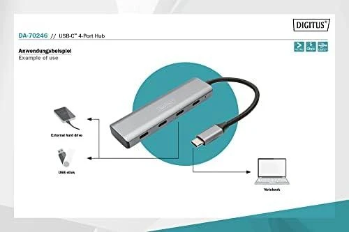 Assmann Electronic DIGITUS USB-C 4 prievadų HUB 4x USB-C 3.1 Gen1 5Gbps