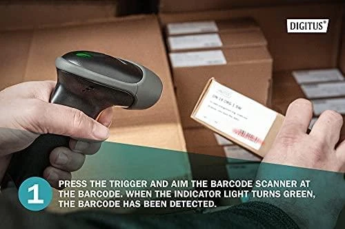 Assmann elektroninis DIGITUS 2D Bluetooth brūkšninių kodų skaitytuvas 200 nuskaitymo per sek. su laikikliu