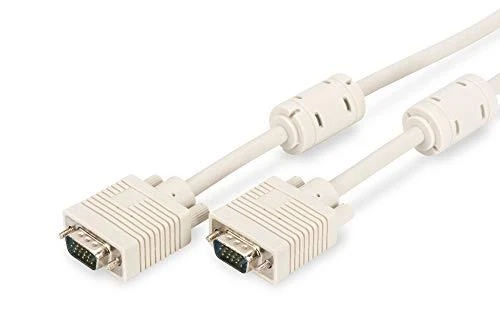 DIGITUS VGA Monitorius connection cable, HD15, M/M, 5.0m, 3Coax/7C, 2xferrite beige, DK-310103-050-E