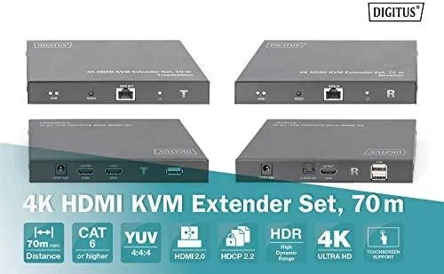 Assmann Electronic DIGITUS HDMI 2.0 HDMI KVM plėstuvo rinkinys 70m USB 1.1 jutiklinio skydelio palaikymas