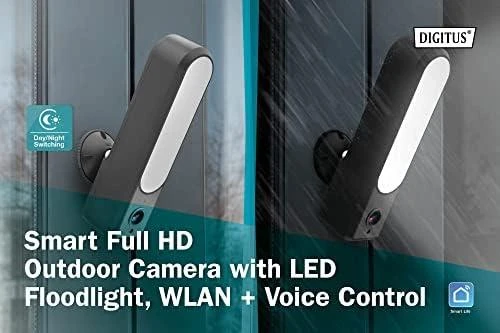 Digitus Skaitmenas | Išmanioji „Full HD“ lauko kamera su LED prožektoriumi, WLAN + valdymas balsu | DN-18602