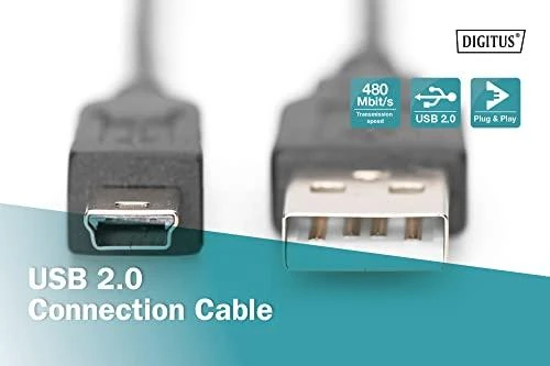 Assmann Electronic DIGITUS USB2.0 kabelis USB A auf USB mini B 5pin M/M smėlio spalvos 2m masinis