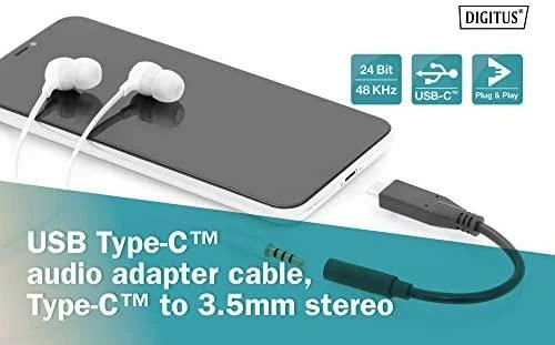 Digitus Skaitmenas | C tipo USB garso adapterio laidas, C tipas – 3,5 mm M/F, 0,2 m, garso įvestis / išvestis, 3.1 versija | AK-300321-002-S | C tipas | 3,5 mm