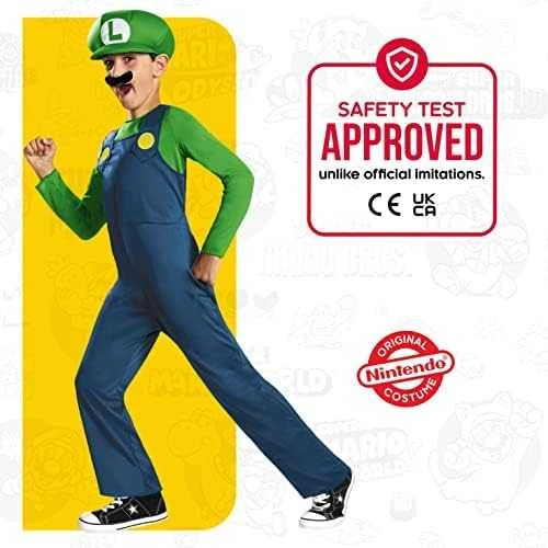 Super Mario karnavalinis kostiumas berniukui, Luigi kostiumas, maskuotė 137-149 cm (10-12 metų)