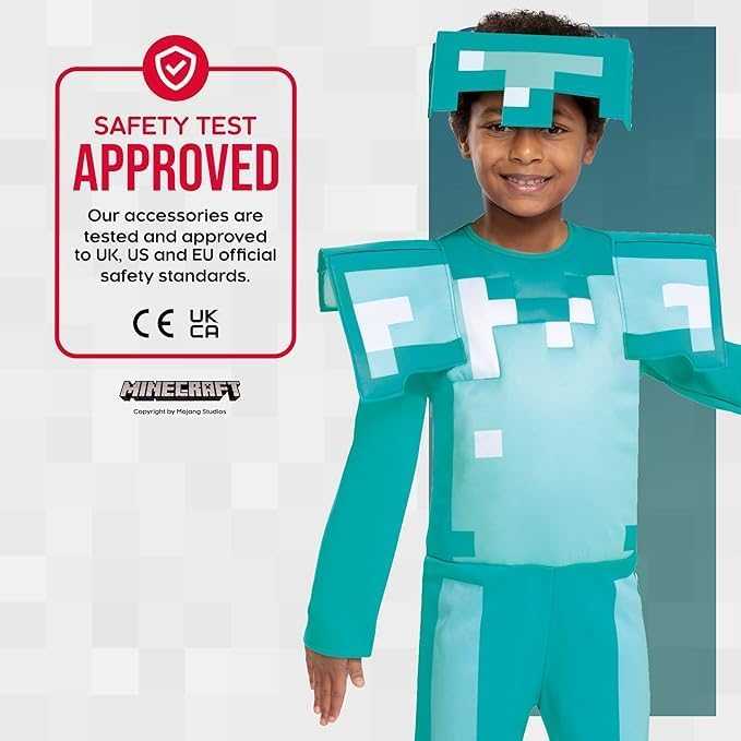 Disguise Minecraft kostiumas, karnavalinis kostiumas deimantiniai šarvai 127-136 cm (7-8 metų amžiaus)