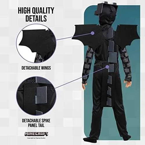 Disguise Minecraft karnavalinis kostiumas berniukui Ender Dragon Ender Dragon kostiumo kaukė 110-122 cm (4-6 metai)
