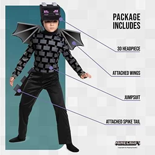 Disguise Minecraft karnavalinis kostiumas berniukui Ender Dragon Ender Dragon kostiumo kaukė 110-122 cm (4-6 metai)