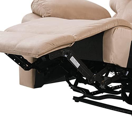 Beliani Dvivietė sofa su elektrine relaksacijos funkcija BERGEN veliūrinė šviesiai smėlio spalvos su USB prievadu