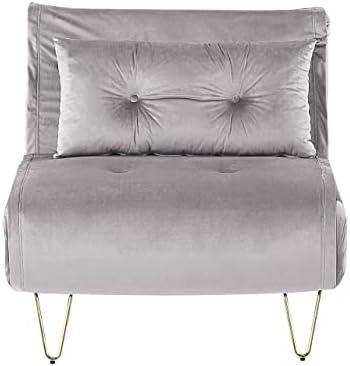 Beliani Vienvietė išskleidžiama sofa VESTFOLD, veliūrinė, pilka