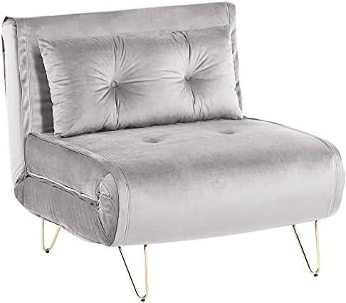 Beliani Vienvietė išskleidžiama sofa VESTFOLD, veliūrinė, pilka