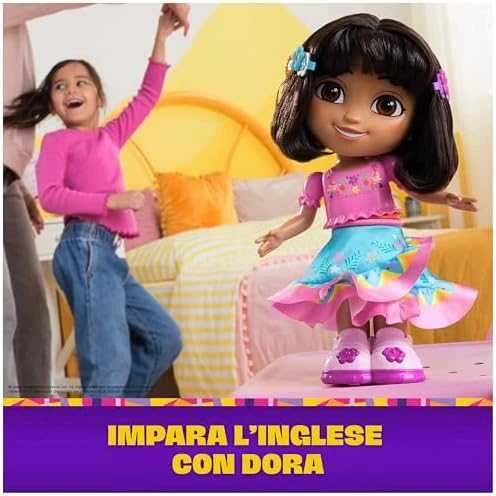Interaktyvi lėlė tyrinėtoja Dora 30 cm 10+ garsų Šoki su manimi