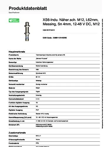 Schneider Electric indukcinis jutiklis M12 4mm DC M12 PNP NO XS612B1PAM12