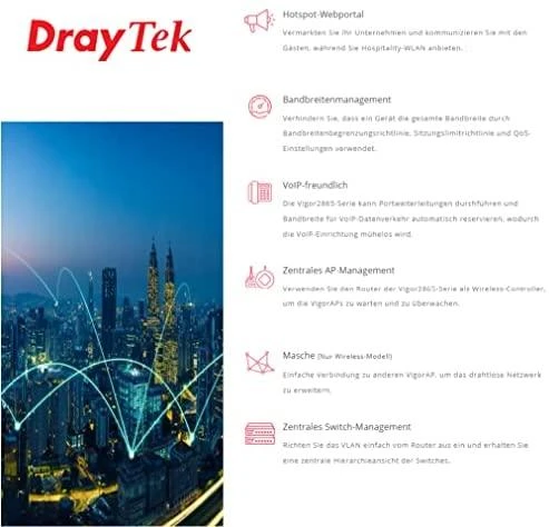DrayTek Vigor 2865 supervektoriaus modemo saugos ugniasienės VPN maršrutizatorius priedas-B