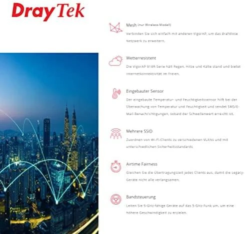 Maršrutizatorius DrayTek VigorAP 918R 802.11ac WiFi lauko prieigos taškas IP67