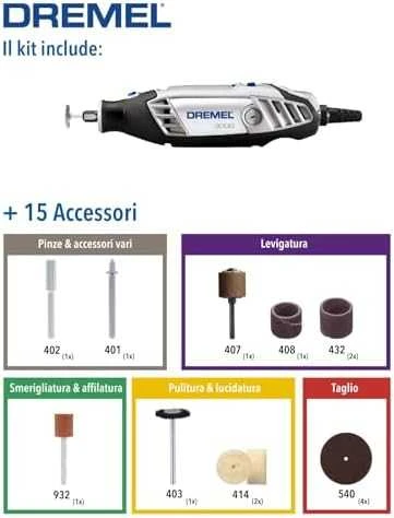 DREMEL 3000 serijos rotacinis įrankis + 15 priedų