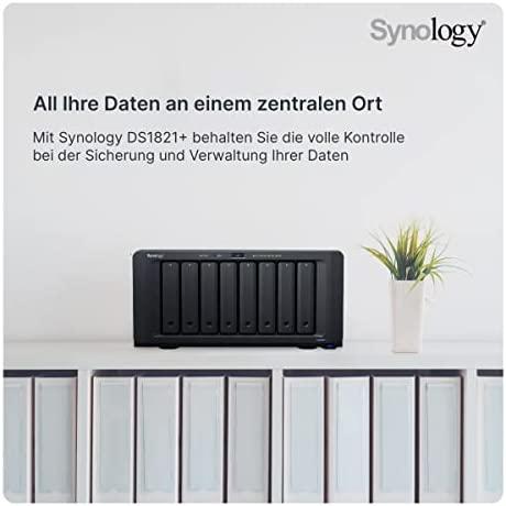 Serveris Synology Sinologija | Bokštas NAS | DS1821+ | Iki 8 HDD/SSD Hot-Swap | AMD Ryzen | „Ryzen V1500B Quad Core“ | Procesoriaus dažnis 2,2 GHz | 4 GB | DDR4