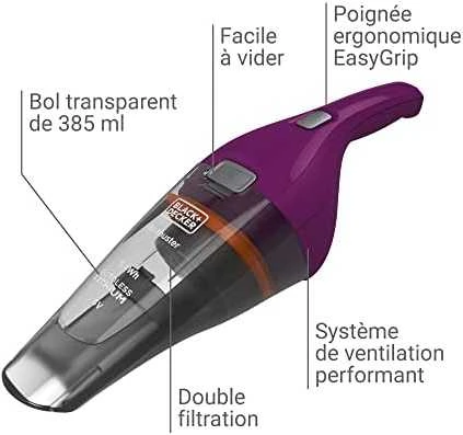 Black & Decker Juodas & Decker Dulkių Siurblys - Juodas & Decker NVC115W, Pilkas, Violetinis