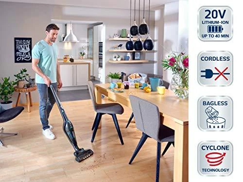 Dulkių siurblys Leifheit Rotaro PowerVac 2in1 20V Bagless Juodas, Mėlyna