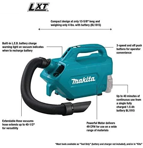 Makita DCL184Z Akumuliatorinis dulkių siurblys 18 V Li-ion, Be akumuliatorių ir kroviklio!