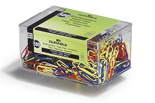 Durable spalvotos sąvaržėlės 26 mm dėžutėje