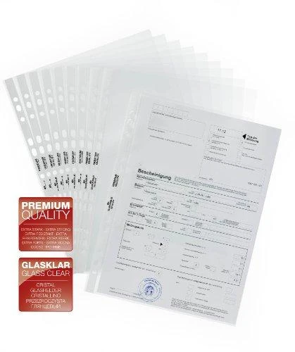 Durable Patvarios A4 formato Premium dokumentų kišenės 0,08 mm, 100 vnt.