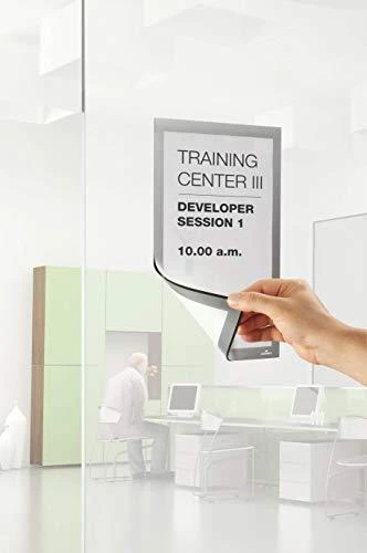 Rėmelis bukletams Durable, A4, 1 vnt. prisiklijuojantis, sidabro spalvos