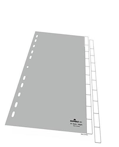 Laikiklis Durable DURABLE Blanko-Register PP blanko Taben 10-teilig grau