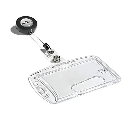 Kabės DURABLE ID kortelių laikiklis su traukimo mechanizmu 54x85 mm, 10 vnt