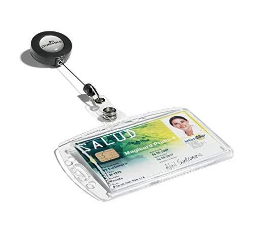 Kabės DURABLE ID kortelių laikiklis su traukimo mechanizmu 54x85 mm, 10 vnt