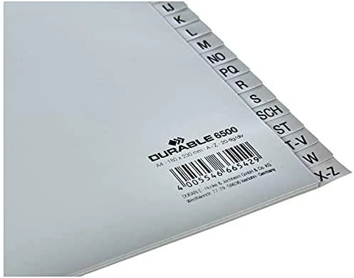 Durable A4 skirtukai su A-Z indeksais
