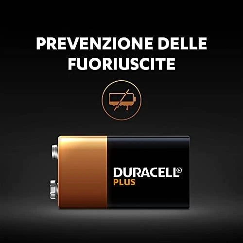 Duracell 9V Plus baterija su saugumo nurodymais