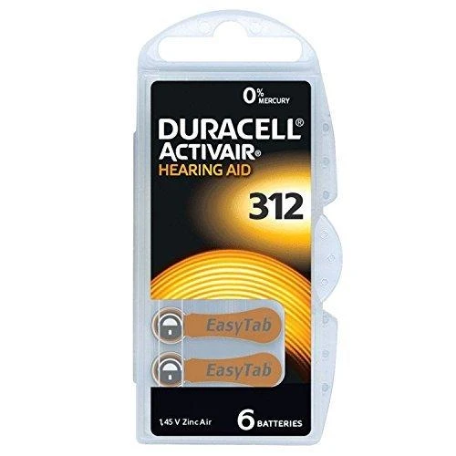 Duracell | A312/DA312/ZL312 | Zinc air cells | 6 pc(s)