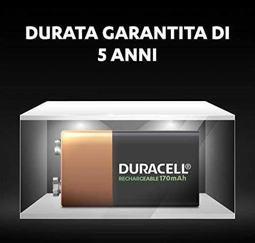 Akumuliatorius - Duracell 9V Įkraunamas 170 mAh 400 Ciklų