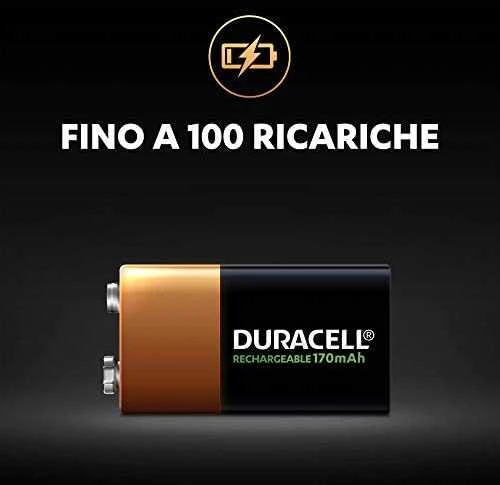 Akumuliatorius - Duracell 9V Įkraunamas 170 mAh 400 Ciklų