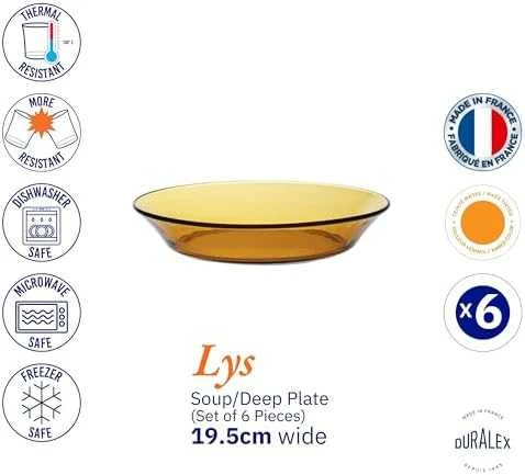 Talerz głęboki Duralex LYS AMBER oranžinė 195 x 35 mm - komplektas 6 vnt.