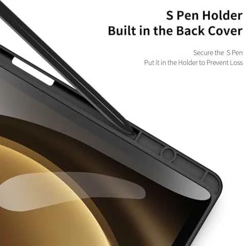 Dux Ducis Toby dėklas su atlenkiamu stovu, skirtas Samsung Galaxy Tab S9 FE - juodas