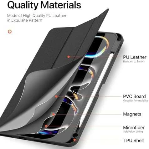 DUX DUCIS dėklas DOMO sulenkiamas su pieštuko laikikliu skirtas Apple iPad Pro 11 (2024) juodos spalvos
